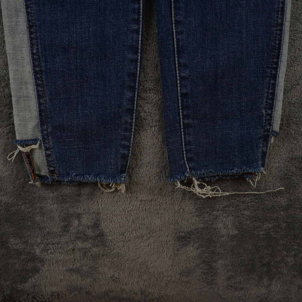7 For All Mankind Ankle Skinny Jeans Womens 30 Blue Side Stripe Raw Hem - Picture 3 of 13